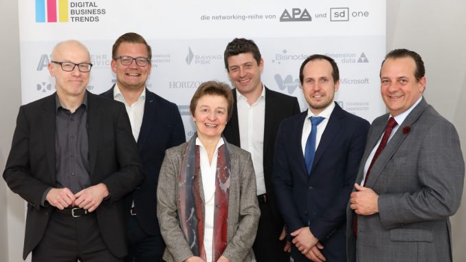 Jochen Robes (Robes Consulting), Jürgen Hofer (HORIZONT, Manstein Verlag), Gerti Kappel (TU Wien) , Alexis Johann (FehrAdvice & Partners), Marcus Kapun (BAWAG P.S.K.) und Thomas Stern (Braintrust). (c) APA - Austria Presse Agentur/APA-Fotoservice/Schedl