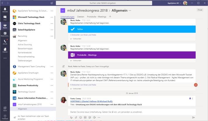 Die Oberfläche von Microsoft Teams. (c) Microsoft