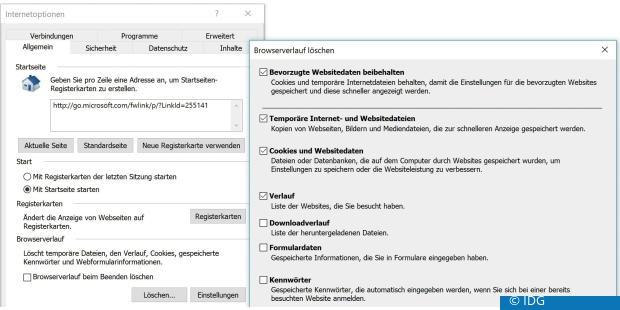 Im Laufe der Zeit wird die Anzahl der auf dem PC gespeicherten Cookies immer größer. Nur gut, dass sich diese Elemente in einem Rutsch löschen lassen. Im Beispiel der Internet Explorer 11. (c) IDG