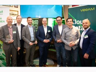 Die Sieger des Veeam Partner Summit ( v.l.n.r.): Christian Neuhauser (Kapsch BusinessCom AG), Mario Zimmermann (Veeam), Edwin Klinglhuber (ACP IT Solutions), Christian Hödl (Bacher Systems EDV), Bernd Rohrauer (ANEO Solutions), Edwin Priebernig (Anexia Internetdienstleistungs), Tarik Bülbül (Veeam)