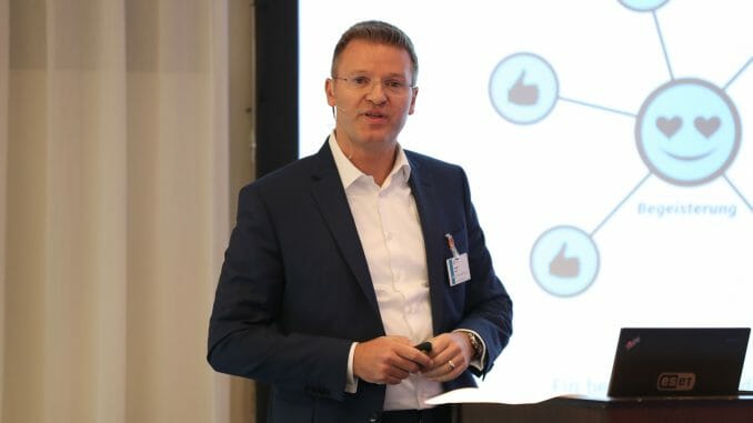 Holger Suhl, Country Manager DACH bei ESET, bei der Partnerkonferenz in Hamburg. © ESET