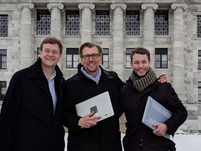 123sonography USA Managing Director Chris Bene mit CEO Klaus Müller und Produktmanager Ryan Crowder in Boston. (c) 123sonography