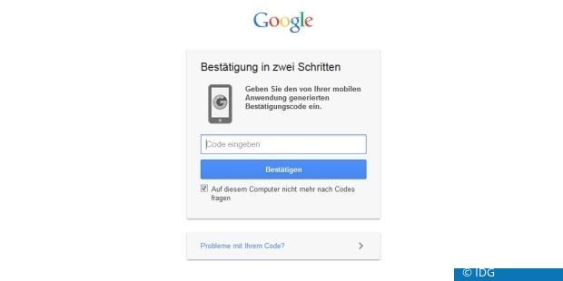 Zwei-Faktor-Authentifizierung bei Google (c) IDG