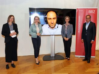 BRZ Breakout-Session beim Europäischen Forum Alpbach zum Thema "Building Trust in Human-Centric Aritificial Intelligence". V.l.n.r.: Katharina Schell, Margarete Schramböck, Magnus Revang, Andrea Martina, Markus Kaiser.