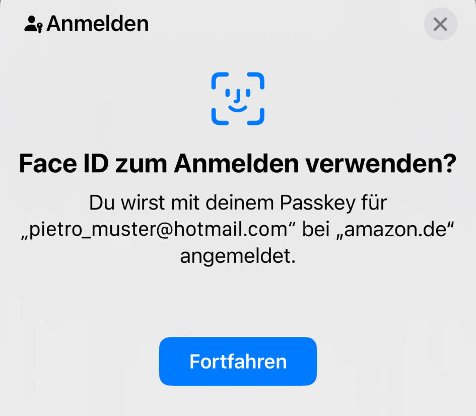 Beispielfoto zu Passkeys, die FaceID.