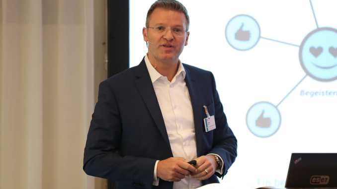 Holger Suhl, Country Manager DACH bei ESET, bei der Partnerkonferenz in Hamburg. © ESET