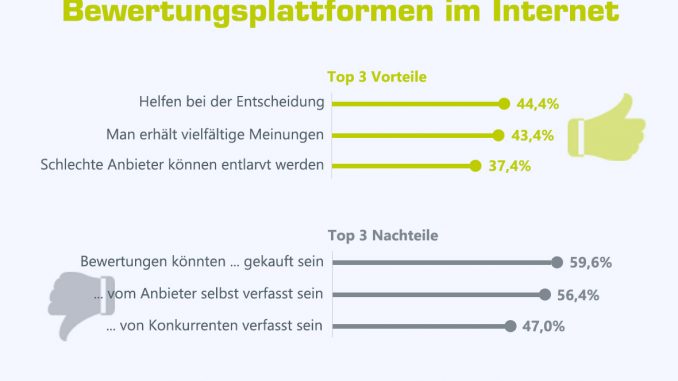 Die von Österreichern genannten Top3-Vor- und Nachteile von Bewertungsplattformen im Internet.