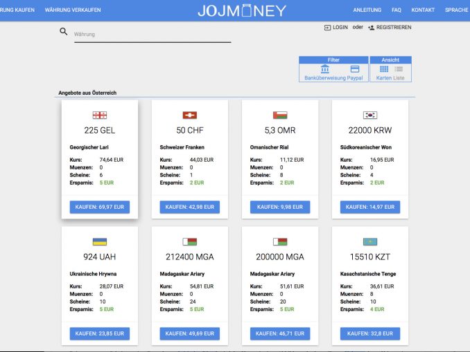 Was tun mit übrig gebliebenen Münzen und Scheinen aus dem Urlaubsland? Auf JOJmoney können diese verkauft werden.