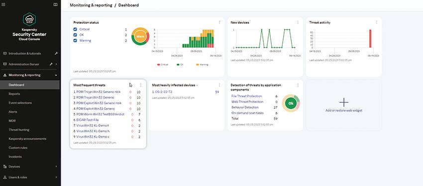 Screenshot des Endpoint-Security Programms von Kaspersky.