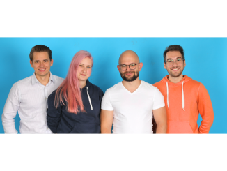 Captcha.eu Kernteam v.l.n.r.: Manuel Rostorfer, Geschäftsführung (Wirtschaft); Sabine Schimpf, Senior Developerin; Helmut Januschka, Geschäftsführung (Technologie); Claudio Frasca, Senior Developer (c) Captcha.eu