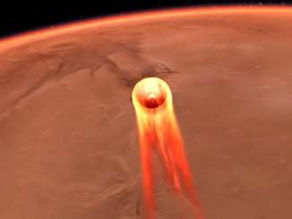 Grafik des Landeanflugs und Eintritts in die Mars-Atmosphäre der NASA-Landesonde InSight.