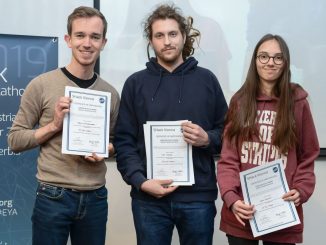 Projekt fit 4 future gewinnt Hackaton im BRZ: Tobias Feitkenhauer, Max Stolze und Anna Bajnok haben fit 4 future entwickelt. (c) EYA/E. Ellerdorfer