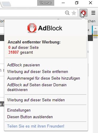 Adblock kann Werbung blockieren, aber auch den einen oder anderen Angreifer. Das Add-On verhindert zudem, dass ungeübte Anwender auf verseuchte Seiten surfen. (c) Thomas Joos