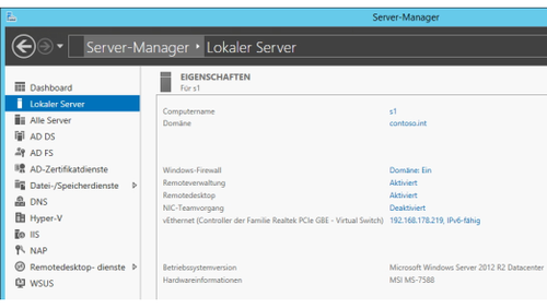 Lokale Einstellungen im Server-Manager überprüfen (c) Thomas Joos