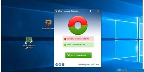 Anzeigen des verwendeten Arbeitsspeichers in Windows 10 mit Wise Memory Optimizer (c) IDG