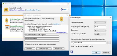 Die Freeware Rohos Mini Drive ermöglicht es Nutzern mit wenigen Mausklicks Daten auf einem USB-Stick (bis zu 8 GByte in der freien Version) zu verschlüsseln. (c) computerwoche.de