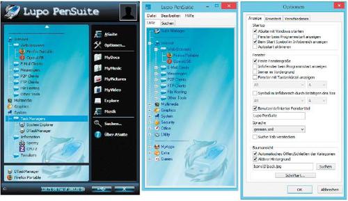 Lupo Pen Suite: Das Tool bietet ein frei konfigurierbares Menü für portable oder auf der Festplatte installierte Anwendungen. Die Full- Version enthält bereits mehr als 160 Programme. (c) pcwelt.de