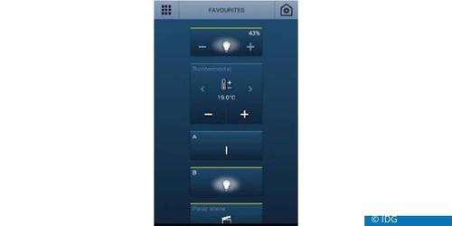 Busch-Jaeger stellt seinen Kunden eine kostenlose App zum einfachen Regeln der Raumtemperatur zur Verfügung. Außerdem lässt sich damit das Licht in den verschiedenen Räumen dimmen. (c) IDG