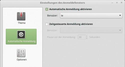 Bei Linux Mint aktivieren Sie nachträglich die automatische Anmeldung. (c) pcwelt