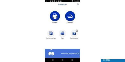 Die meisten Apps der Hersteller bieten neben dem Drucken auch das Scannen an. Seltener – wie bei Brother iPrint&Scan – ist auch die Faxfunktion integriert. (c) IDG
