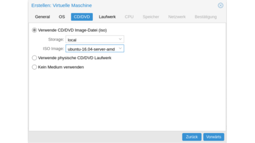 CD oder DVD: Hier können Sie neben physischen Laufwerken auch ISO-Abbilder verwenden.(c) computerwoche.de