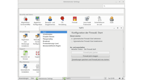 Firewall: Die grafische Konfiguration via YaST 2 ist einfach und intuitiv. (c) computerwoche.de