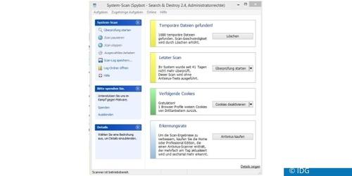 In der Startzentrale starten Sie einen vollständigen System-Scan Ihres Rechners (c) IDG