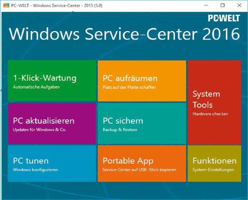 Über PC-WELT Windows Service-Center starten Sie nützliche Tools, mit denen Sie Windows optimal konfigurieren, sichern oder tunen können. (c) tecchannel.de