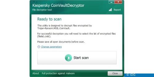 Das ist eines von mehreren Entschlüsselungstools von Kaspersky. Es rettet Daten, die der Erpresservirus Coinvault verschlüsselt hat. (c) IDG