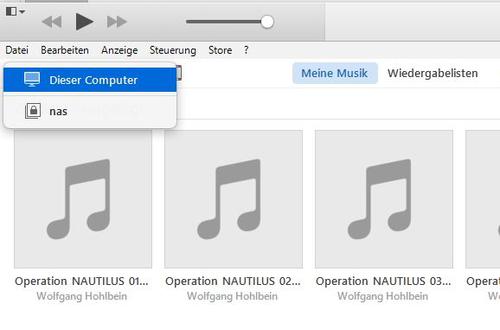 In iTunes auf dem Mac und in Windows wird der iTunes Server gefunden und wird nach der Eingabe des Kennwortes angebunden. (c) Joos