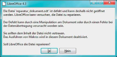  Es gibt kaum ein Büro, in dem sich dieses Drama nicht schon einmal abgespielt hat: Das gerade zum Bearbeiten geöffnete Dokument landet wegen eines System- oder Programmabsturzes in korrumpierter Form auf der Festplatte. Oder eine instabile WLAN-Verbindung versagt gerade in dem Moment, wenn Office das Dokument auf der Netzwerkfreigabe speichert. Das Resultat sind defekte Dokumente, die sich schlimmstenfalls nicht mehr wie gewohnt öffnen lassen. Gut dran ist dann, wer eine Sicherheitskopie der Datei hat. Aber auch wenn es diese nicht gibt, ist noch nicht alles verloren. Die folgenden Tipps zeigen, was Sie zur Wiederbelebung von Office-Dokumenten (Microsoft Office und Libre Office) tun können, um zumindest einen Teil der Daten aus defekten Dokumenten zu retten. VORBEREITUNG: IMMER EINE SICHERUNGSKOPIE ANLEGEN Es gibt neben ganz offensichtlichen Beschädigungen an der internen Struktur eines Dokuments, über die sich das jeweilige Office-Programm beim Öffnen beschwert, noch einen anderen Typ von Defekt: Subtilere Probleme, die beim Speichern von Formaten entstehen, die dem verwendeten Office-Programm fremd sind, erkennt man oft nicht gleich. Die Datei lässt sich ohne Fehlermeldung öffnen, aber es fehlen ganze Teile am Ende des Dokuments oder auch eingebettete Bilder. In jedem Fall dürfen Sie die beschädigte Originaldatei nach dem Öffnen nicht mit einer neuen Version überschreiben. Legen Sie immer eine Sicherungskopie der defekten Datei an und starten Sie die Reparaturversuche nur mit dieser Kopie. Denn es besteht die Gefahr, dass die Datei bei gescheiterter Wiederbelebung weiteren Schaden nimmt und noch mehr beschädigte Inhalte permanent verliert. Liegt die Datei auf einem nur noch schlecht lesbaren Datenträger, an dem sich Dateimanager wie der Windows-Explorer verschlucken, kann immer noch ein spezialisiertes Tool wie Unstoppable Copier helfen, eine Kopie zur weiteren Bearbeitung anzulegen. REPARIEREN: MS OFFICE & LIBRE OFFICE BILD Sowohl Microsoft Office als auch Libre Office verfügen über eine interne Reparaturfunktion. Sofern der Datei-Header noch intakt ist und die Beschädigungen am Dokument gegen Ende der Datei auftreten, kann die automatische Reparatur erfolgreich sein. Öffnen Sie hierzu das Dokument wie gewohnt im zugehörigen Office-Programm und sowohl Microsoft Office als auch Libre Office werden nach einer ersten Fehlermeldung eine Wiederherstellung anbieten. Generell ist Libre Office jedoch empfindlicher und quittiert das Öffnen auch bei kleinen Beschädigungen mit einem Ein-/Ausgabefehler. Wacker schlägt sich Microsoft Office, und auch wenn Sie selbst Libre Office und dessen offene Dokumentenformate verwenden, sollten Sie einen Reparaturversuch von Libre-Office-Dokumenten mit Microsoft Office ab der Version 2007 versuchen, wenn Ersteres nicht weiterkommt. Etwa bei Kollegen oder Bekannten, wenn Sie das Büropaket von Microsoft nicht auf dem PC haben oder nur über eine ältere Version (2000, XP, 2003) verfügen. Auch wenn ODT-Dateien kein natives Format von Microsoft Word ist, funktioniert die Reparatur defekter Dateien dieses Typs erstaunlich gut. break MICROSOFT WORD: TEXT AUS DOC-DATEIEN RETTEN BILD Schlägt die automatische Reparatur fehl, dann gibt es bei DOC-Dateien in Microsoft Word ab Word XP noch eine nützliche Funktion zur Wiederherstellung des enthaltenen Textes. Alle anderen Informationen in der Datei, also sämtliche Formate, Bilder, Formeln sowie andere Objekte, gehen verloren. Bei Textdokumenten sind diese Einbußen und die anschließende Arbeit aber immer noch einfacher zu verkraften als ein Totalverlust. Gehen Sie in Microsoft Word auf den Dialog zum Öffnen einer Datei. In der Liste der Dateitypen wählen Sie im unteren Drittel die Option „Text aus beliebiger Datei wiederherstellen“ aus und daraufhin die beschädigte DOC-Datei. Mit anderen, XML-basierten, gepackten Formaten wie etwa DOCX und ODT funktioniert dieser Weg dagegen nicht. MANUELLE RETTUNG: DOKUMENT ALS ZIP-ARCHIV ENTPACKEN Die neueren XML-basierenden Dateitypen wie das Open-Document-Format von Libre Office und Open Office sowie das hierzu inkompatible Format OOXML von Microsoft sind eigentlich Zip-Archive. Diese bestehen aus mehreren einzelnen Dateien, die Bilder und in einer XML-Datei die Struktur sowie den eigentlichen Text beinhalten. Schwer angeschlagene Dateien, mit denen auch Microsoft Word nichts mehr anzufangen weiß, können Sie zunächst mit einem Reparaturprogramm wie Diskinternals ZIP Repair (500 KB, englischsprachige Freeware, für alle Windows-Versionen) für Zip-Dateien behandeln. Hängen Sie dazu der Dokumentdatei die Endung „.zip“ an und öffnen Sie dann die Datei in ZIP Repair. Sollte sich der Datei-Header wiederherstellen lassen, können Sie im Anschluss daran wenigstens einige Dateien extrahieren. Den Textinhalt finden Sie dann beispielsweise bei DOCX-Dateien in der Datei „Document.xml“ im Verzeichnis „Word“. Bei ODT-Dateien von Libre Office liegt der Text in der Datei „content.xml“. Es handelt sich um Dateien mit XML-Tags. Die Tags können Sie ausblenden. Benennen Sie die Endung von „.xml“ nach „.html“ um und öffnen Sie nun die resultierende Datei in einem Webbrowser wie Firefox oder Chrome/Chromium. Korrekte Sonderzeichen erhalten Sie, wenn Sie die Zeichenkodierung noch auf „Unicode“ umstellen. break DEBILE DATENTRÄGER DOKUMENTE AUSLESEN BILD Beim Versuch, Dateien von defekten Datenträgern, etwa von beschädigten CDs/DVDs und USB-Sticks auszulesen, können Sie vom Windows-Explorer wenig Hilfe erwarten. Treten beim Lesen Probleme auf, so bricht der Explorer den Zugriff nach einem kurzen Time-out mit einer Fehlermeldung ab und verwirft auch den bereits korrekt gelesenen Teil der Datei wieder von der Platte. Gründlicher arbeitet das besonders hartnäckige Freeware-Tool Unstoppable Copier (400 KB, multi-lingual, für alle Windows-Versionen). Nach dem Start des Tools verlangt das Feld „Quelle“ die Eingabe des defekten Datenträgers, von dem es die noch lesbaren Dateien in das unter „Ziel“ angegebene Verzeichnis schreiben soll. Auch eine einzige Datei lässt sich als Quelle angeben. Die weiteren Optionen zur Leseoperation finden sich unter „Einstellungen“, wobei Unstoppable Copier mit Standardwerten arbeitet, die eine maximale Anzahl von Durchgängen für das Auslesen der Dateien zulassen. Das Tool versucht, die Quelldateien Byte für Byte zu lesen. Was schließlich unlesbar ist, füllt es mit Nullen auf. Diese Methode der Datenrestauration eignet sich natürlich nicht für jeden Dateityp. Am besten arbeitet das Tool bei gewöhnlichen Textdateien, aber auch die meisten Bildformate und Sounddateien sind robust. Ein paar verlorene Bytes zerstören selten die ganze Datei, solange die Header-Informationen am Anfang erhalten geblieben sind. Gepackte Dateien aller Art, also auch DOCX, XSLX, PPTX und die Dateitypen ODT, ODS und ODP von Libre Office, sind problematischer und werden schneller unbrauchbar, wenn nach dem Auslesen zu viele Bytes fehlen. Hier sind dann weitere Reparaturschritte erforderlich. (c) tecchannel.de