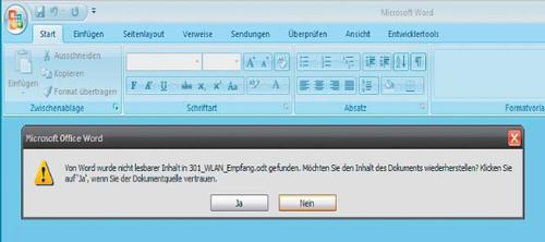 Die Reparaturfunktion von Microsoft Office: Die Dateireparatur funktioniert ab Microsoft Office 2007 nicht nur bei den eigenen Office-Formaten, sondern auch bei Libre-Office-Dateien recht gut. (c) tecchannel.de