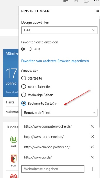 Wer gerne mit mehreren Webseiten den Browserstart beginnen möchte, kann diese einfach hinzufügen. (c) Rieske