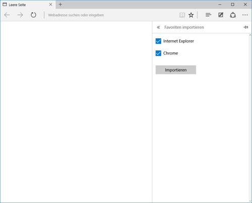 Direkte Übernahme: Favoriten aus dem Internet Explorer oder Google Chrome lassen sich direkt in Microsoft Edge importieren. (c) Rieske