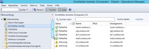 Unter Beobachtung: Nachdem die Hyper-V-Hosts und VMs an SCOM angebunden sind, lassen sich die installierten Server und virtuellen Serverdienste effizient überwachen. (c) Thomas Joos