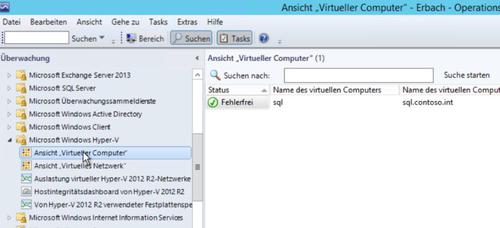 Systemübersicht: Nach der Installation des Management-Packs für Hyper-V erscheinen die VMs und virtuellen Netzwerke. (c) Thomas Joos