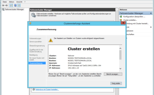 Die Erstellung eines Failover-Cluster mit dem Windows Server 2012R2: Durch Assistenten und den Server Manager ist diese Aufgabe sehr viel einfacher geworden. (c) Schlede & Bär