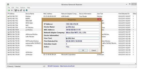 Zusammen mit SmartSniff und NetworkTrafficView ergänzt Wireless Network Watcher Informationen zu Ihrem Netzwerk (c) Thomas Joos