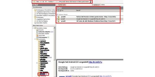 Überblick über alle Twitter-Einträge in Outlook (c) pcwelt.de