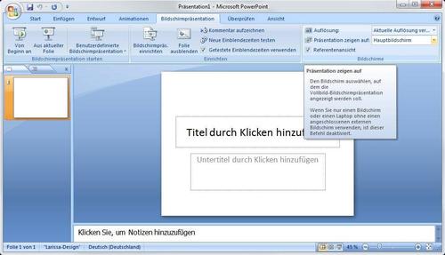 Referentenansicht: Bei mehreren Monitoren lässt sich in PowerPoint festlegen, wo die zusätzlichen Informationen für den Vortragenden angezeigt werden. (c) PC-Welt