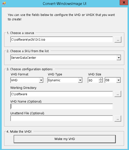 Zum Ausprobieren: Mit einem PowerShell-Skript extrahieren Sie aus einer ISO-Datei mit Windows Server 2012 R2 eine VHDX-Datei als Testumgebung. (c) Joos