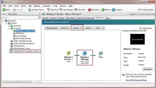 Von den eingerichteten virtuellen Maschinen kann der Administrator über das Xen Center im Live-Betrieb Backups in Form von Snapshots erstellen. Diese speichern den aktuellen Zustand des Systems. (c) pcwelt.de