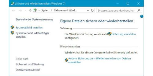 Festplatten clonen: Die Systemabbildsicherung in Windows 10 speichert Images von Partitionen im VHDX-Format. (c) pcwelt.de