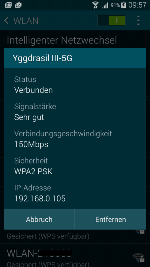 Tipp2: Reicht die Signal-Stärke aus, um eine VPN-Verbindung aufzubauen? Hier hilft auch auf mobilen Geräten wie Smartphones ein prüfender Blick in die Einstellungen. (c) Schlede & Bär