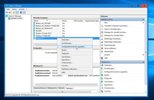 Wechsel zur neuen Version des Hyper-V: Die virtuellen Maschinen werden nicht automatisch auf die neue Version gebracht. (c) computerwoche.de