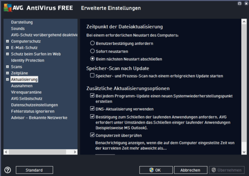 Auch bei kostenlosen Virenscannern können Sie umfassende Sicherheits- und Aktualisierungseinstellungen vornehmen. (c) Thomas Joos