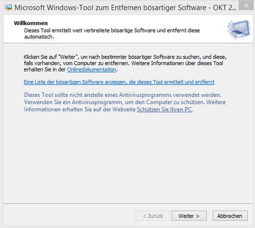 Das Microsoft-Windows-Tool zum Entfernen bösartiger Software kann gefährliche Angreifer finden und entfernen. (c) Thomas Joos