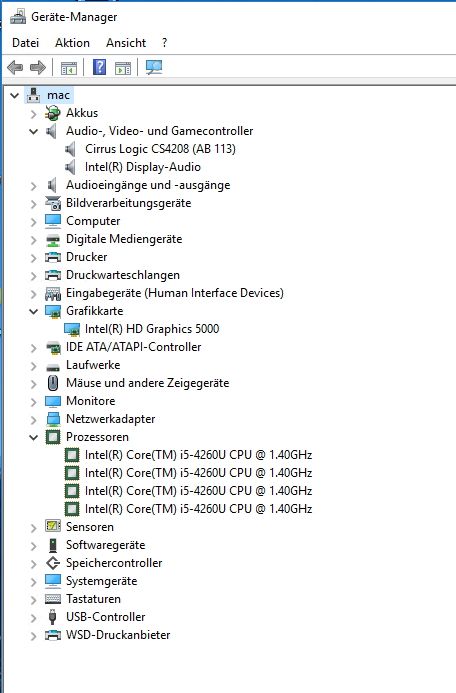 Keine Fragezeichen: Nach der Aktualisierung zu Boot Camp 6 sind alle Geräte der Mac-Hardware in Windows 10 verfügbar. Außerdem funktionieren Tastaturbeleuchtung und Sound. (c) Thomas Joos