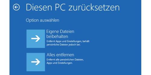 Zurück auf Null: Bei Windows-Problemen nutzen Sie „Diesen PC zurücksetzen“ und versetzen damit Windows wieder in den funktionsfähigen Ausgangszustand. (c) pcwelt.de