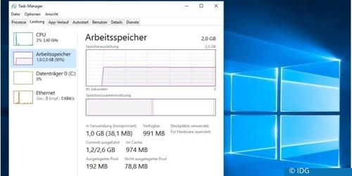 Anzeigen des freien Arbeitsspeichers in Windows 10 (c) IDG